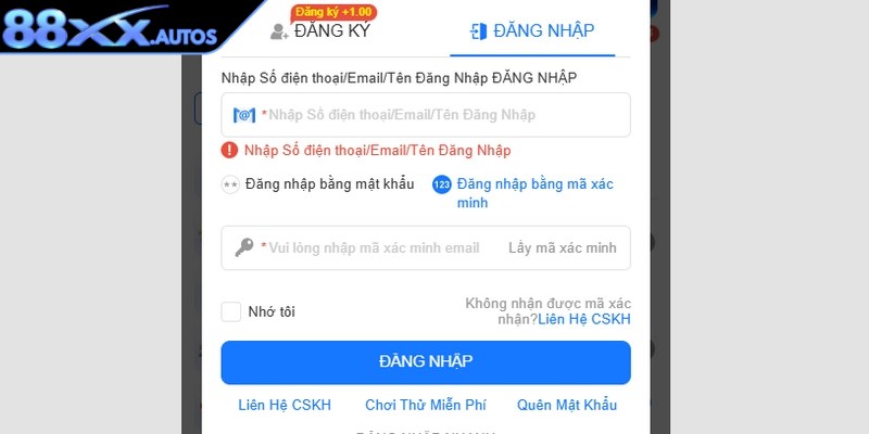 Khi đăng nhập 88xx cần đảm bảo tuân thủ điều kiện đưa ra